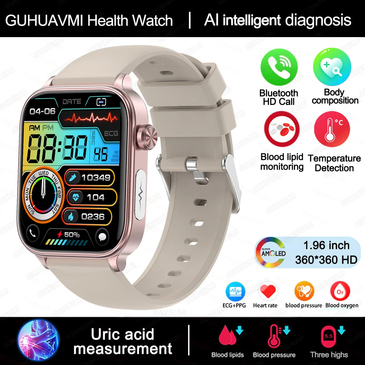 Stylish Fitness Watch with HD Screen – Pulse Monitor