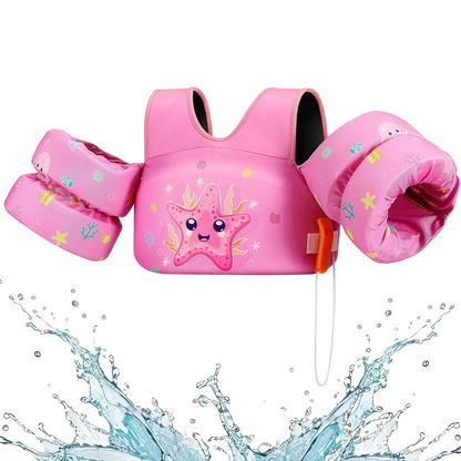 Children's Swim Vest with Floats and Safety Whistle