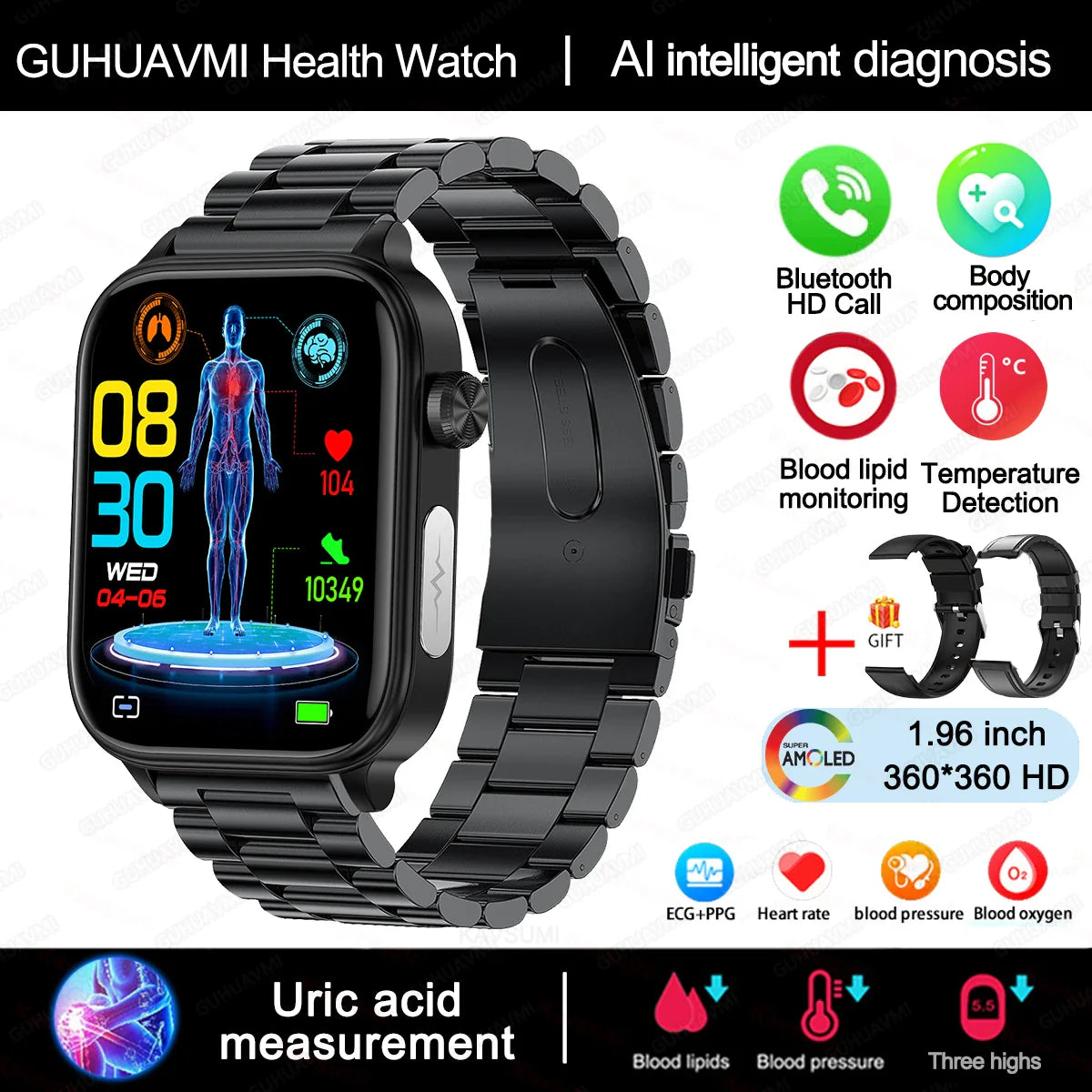 Stylish Fitness Watch with HD Screen – Pulse Monitor