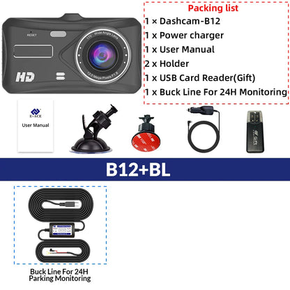 Dual Lens Car Dash Cam with Loop Recording