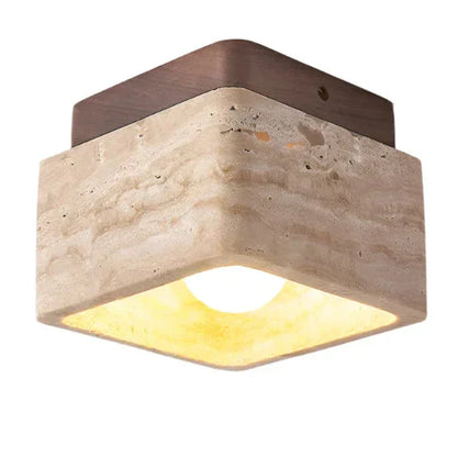 Modern Wood and Stone LED Ceiling Light - Halri