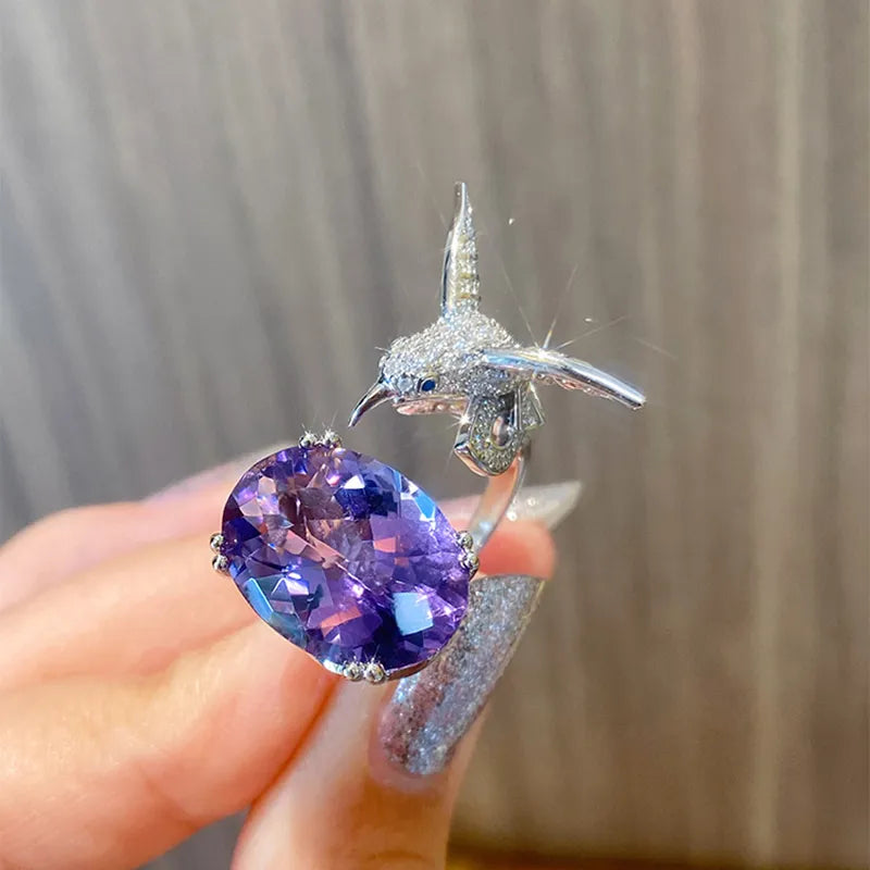 Beautiful Bird Gemstone Engagement Ring - Halri