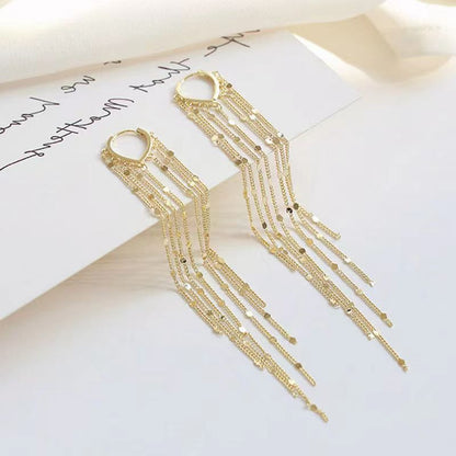 Chic Dangling Metal Drop Tassel Earrings