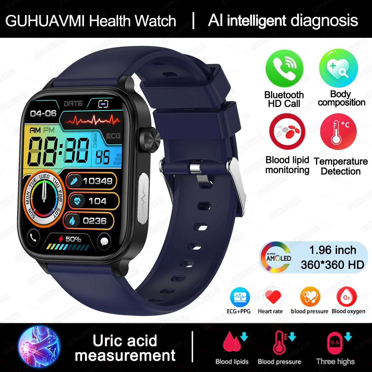 Stylish Fitness Watch with HD Screen – Pulse Monitor