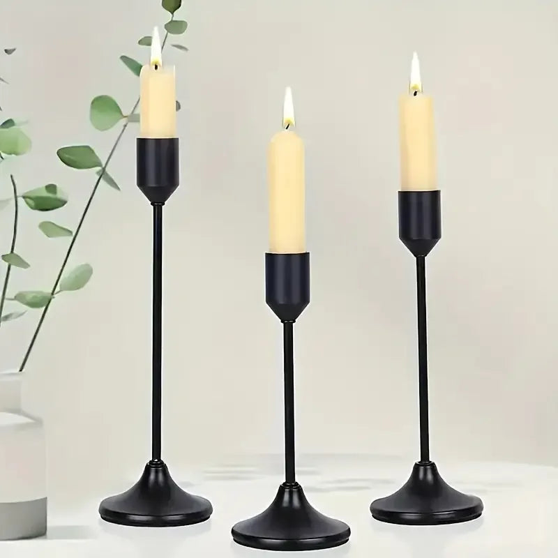 Modern Black Metal Candle Holder Set of 3 - Halri