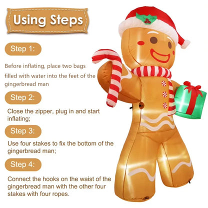 Large Outdoor Christmas Inflatable Gingerbread Man Decoration
