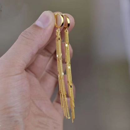 Chic Dangling Metal Drop Tassel Earrings - Halri