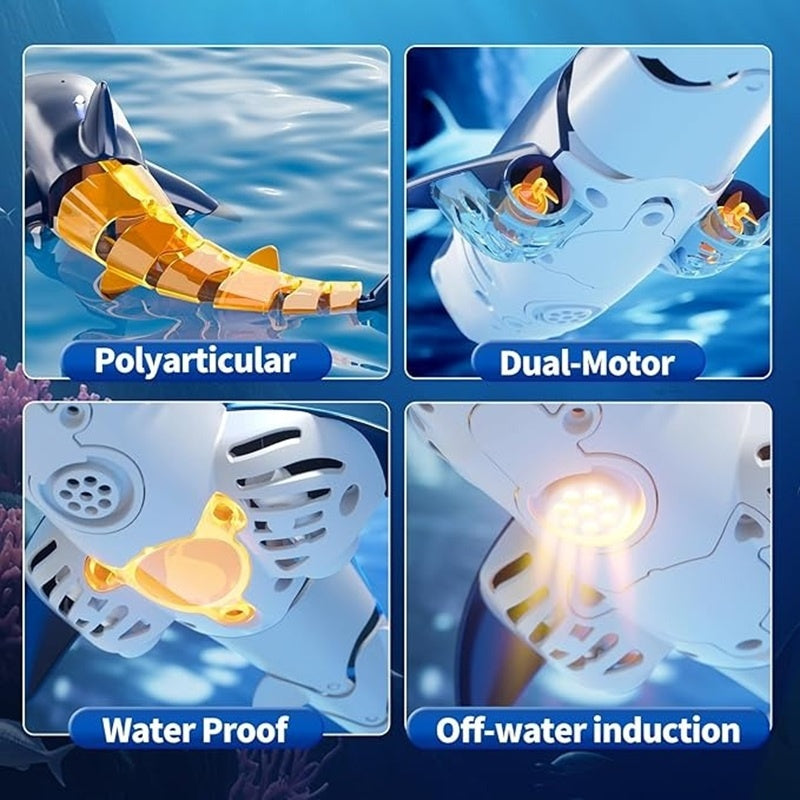 Shark Whale Spray Water Toy with 2.4G Remote Control, Bionic Spine, Realistic Swimming - Safe for Ages 6+
