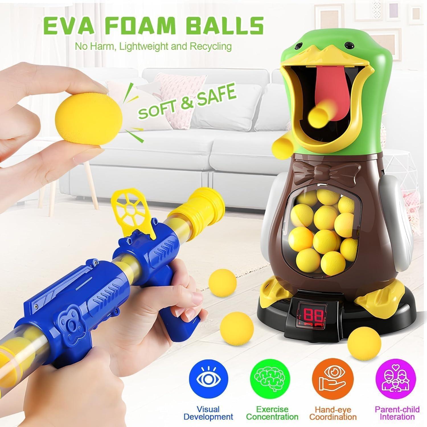 Shooting Duck Toy with Safe EVA Foam Balls, Electronic LCD Scoreboard, Safe for Ages 3+