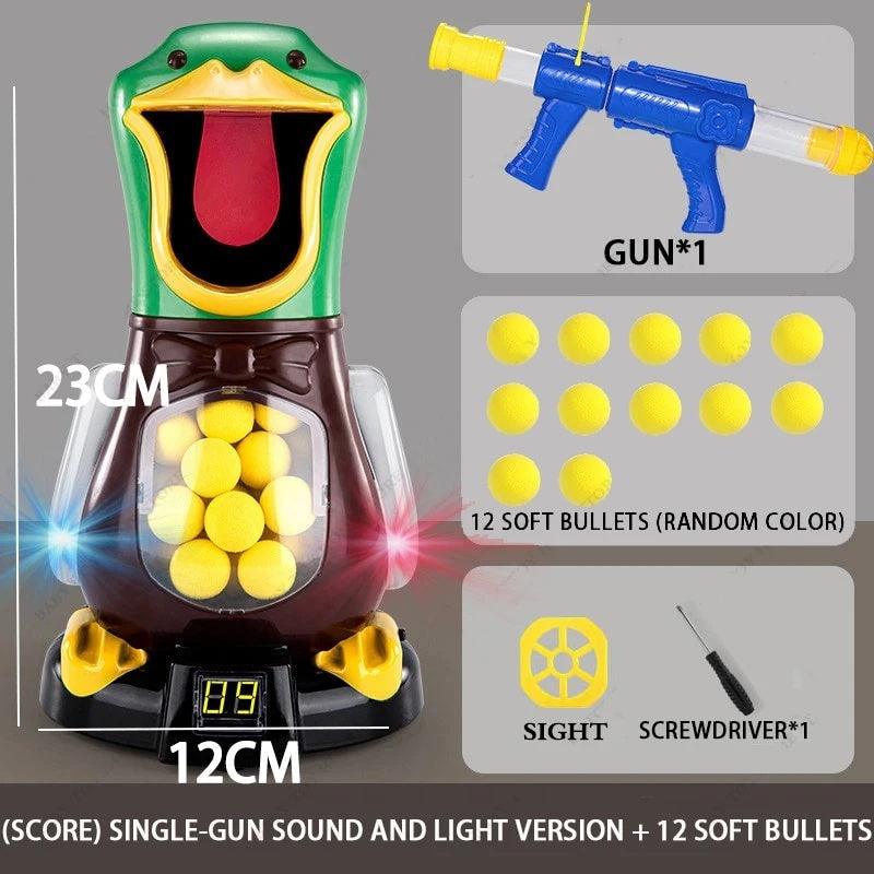 Shooting Duck Toy with Safe EVA Foam Balls, Electronic LCD Scoreboard, Safe for Ages 3+