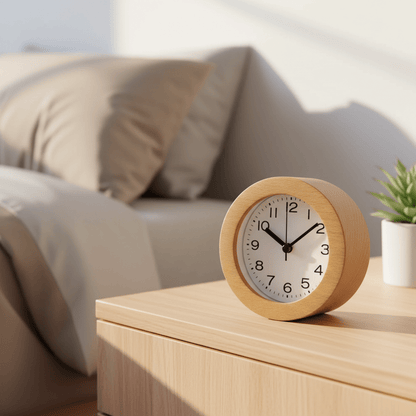 Quiet Wooden Alarm Clock with Soft LED Light - Halri
