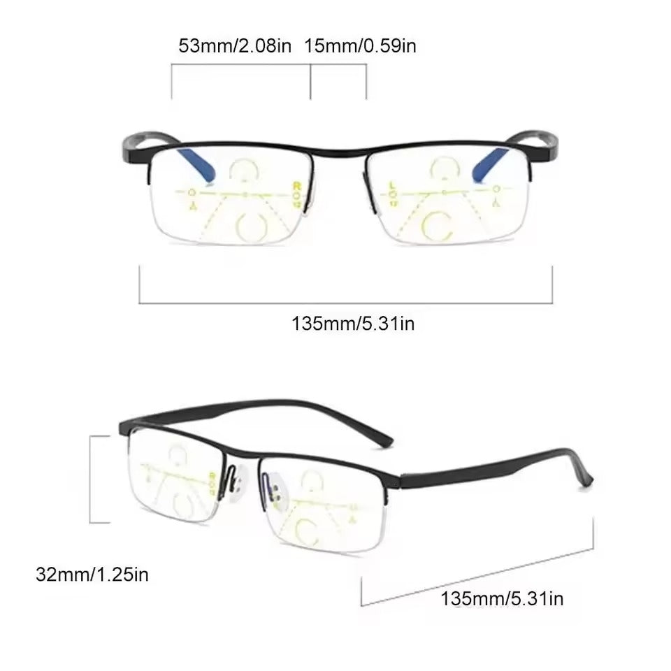 Smart Progressive Reading Glasses with Multi-Zone Lenses – Lightweight Anti-Glare Design for Clear Vision