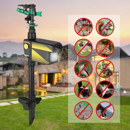 Solar Motion-Activated Sprinkler Repels Animals with Water Spray