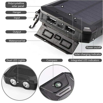 Portable Solar Charger Fast Dual USB Power Bank