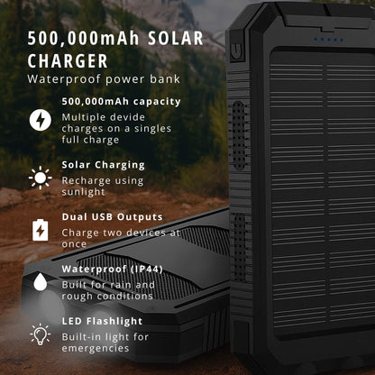 Portable Solar Charger Fast Dual USB Power Bank