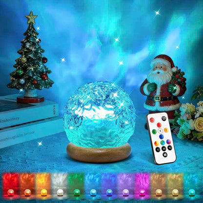 Stylish Ocean Wave Night Light Projector Lamp with Wood Base - Halri