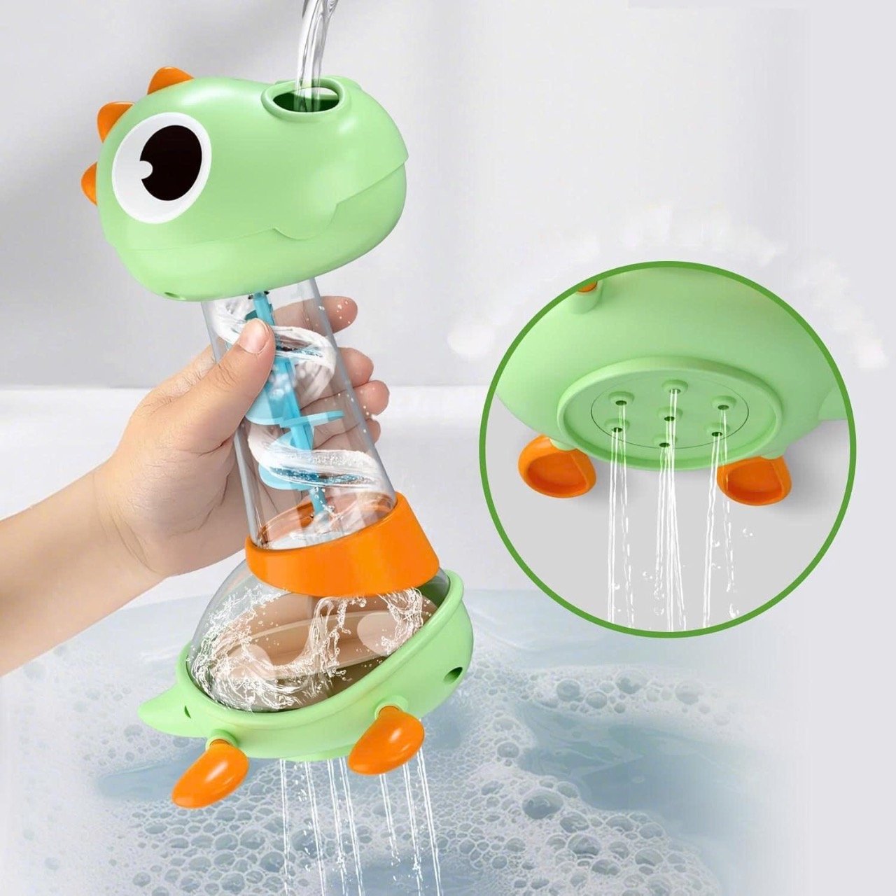 Fun Dino Bath Toy with Soft Sprayer and Easy Grip - Halri