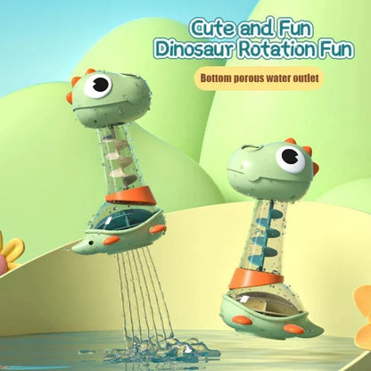 Spiraling Dino Shower Toy with Multi-hole Showerhead and Dual Water Inlets, Safe for Ages 18+ Months
