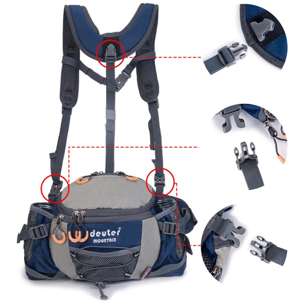 Sports Waist Bag Hiking Cycling, Men's Backpack Camping Bicycle, Running Water Bottle Waterproof