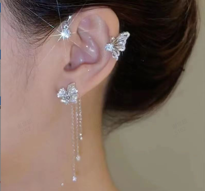 Beautiful Butterfly Earrings with Sparkling Zirconia Stones