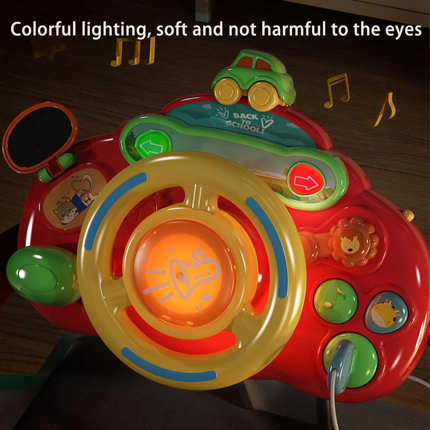 Steering Wheel Toy with Sound, Lights, and Secure Strap – Safe for Ages 18+ Months