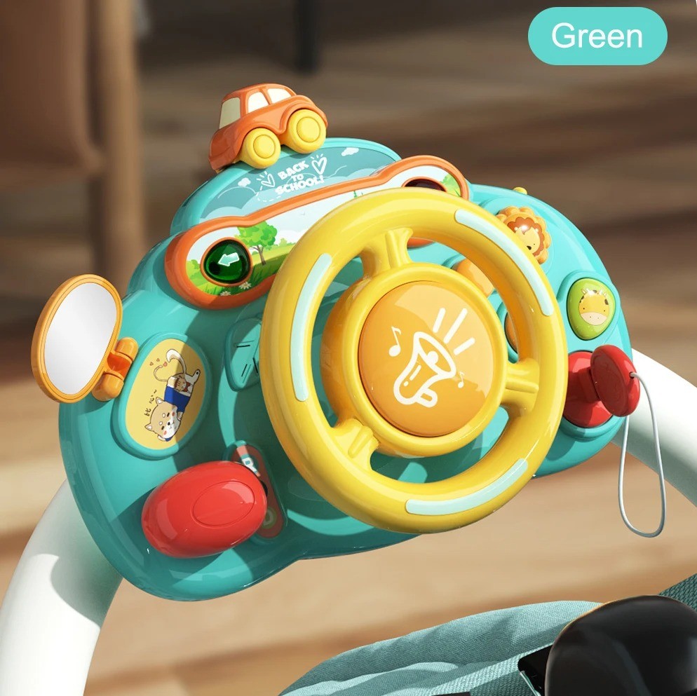 Steering Wheel Toy with Sound, Lights, and Secure Strap – Safe for Ages 18+ Months