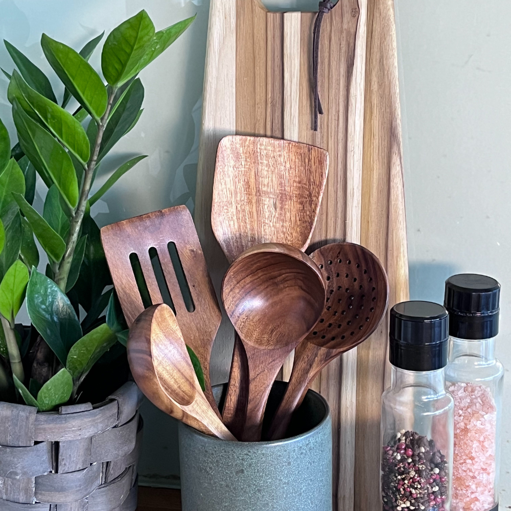 Sustainable 5-Piece Wooden Utensil Set – Eco-Friendly Cooking Utensils with Spatula and More 1