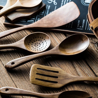 Sustainable 5-Piece Wooden Utensil Set – Eco-Friendly Cooking Utensils with Spatula and More 4