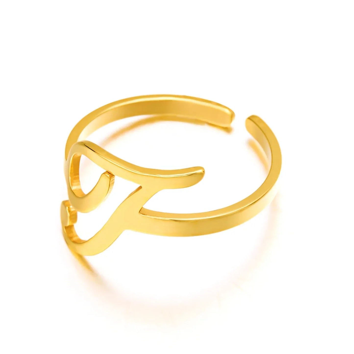 Personalized Script Monogram Initial Ring