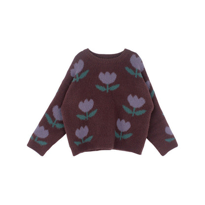 Soft Girls Brown Tulip Knit Sweater