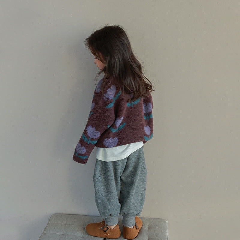 Soft Girls Brown Tulip Knit Sweater - Halri