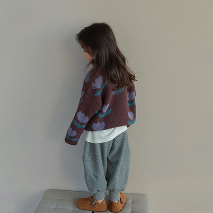 Soft Girls Brown Tulip Knit Sweater - Halri