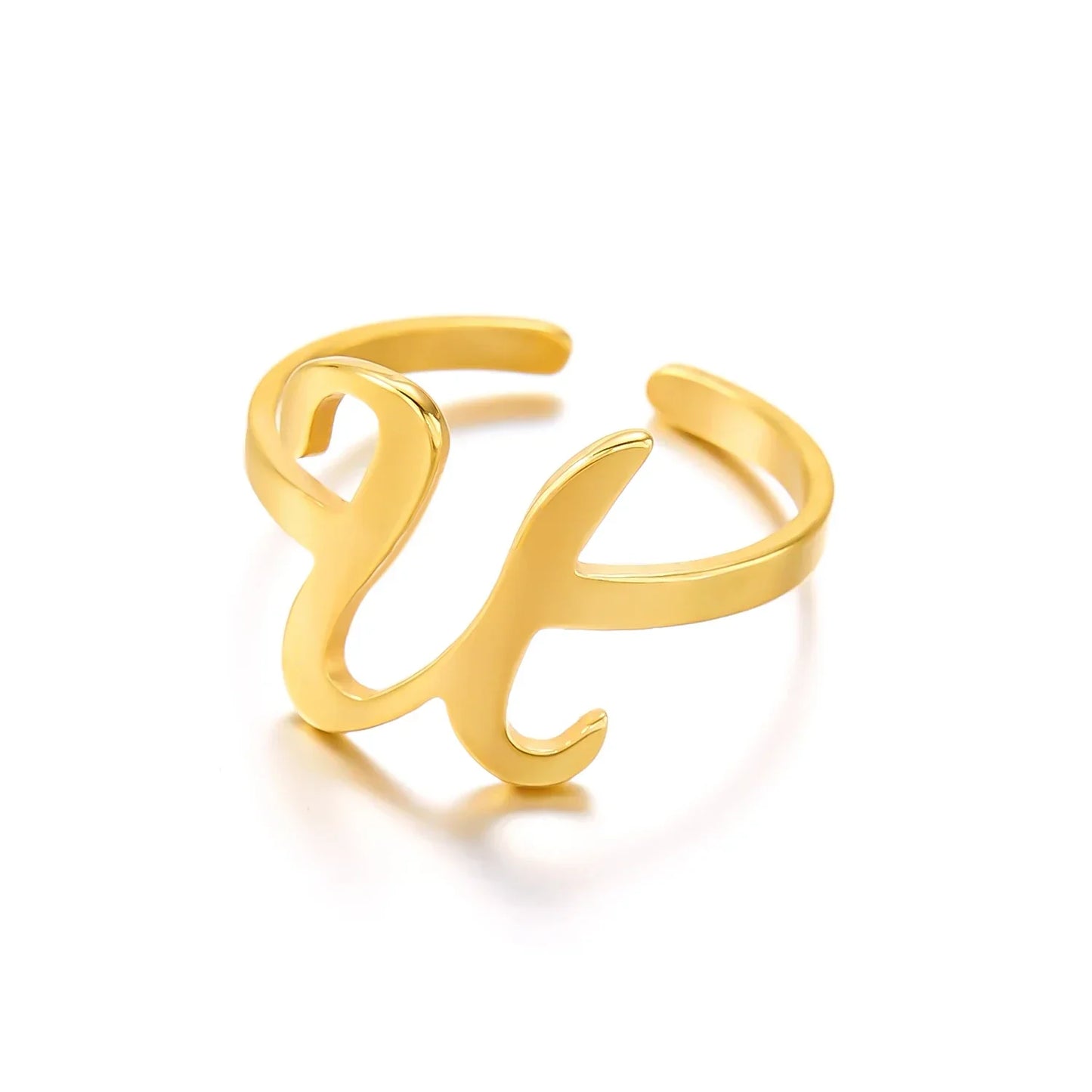 Personalized Script Monogram Initial Ring