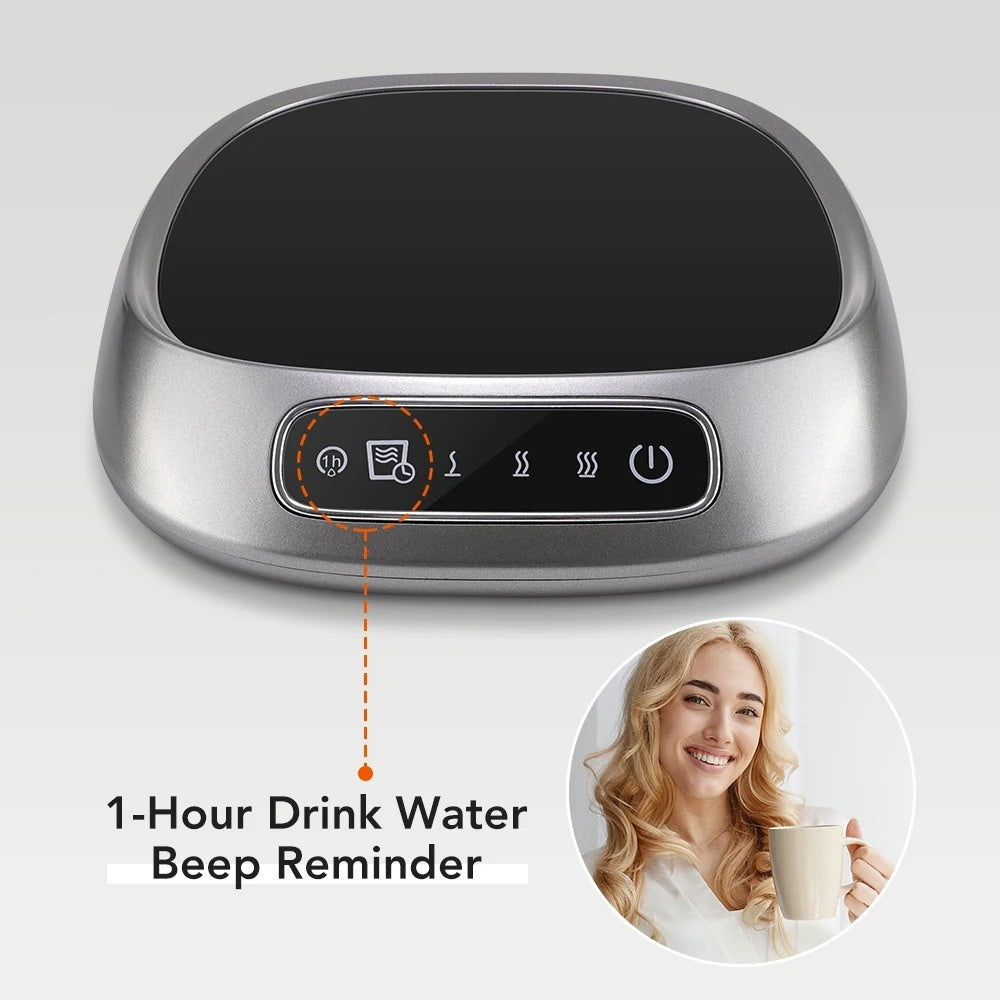 USB Rechargeable Smart Coffee Mug Warmer Pad – Sleek Black Heating Plate Keeps Drinks Hot with 8H Timer, Auto Shut-Off & Portable Design