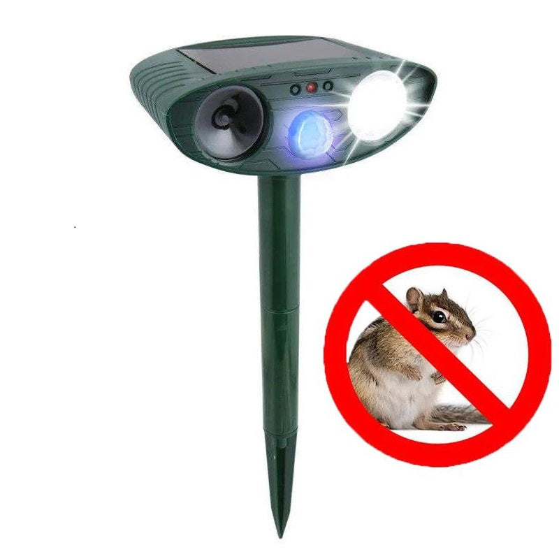 Outdoor Solar Powered Animal Repellent with Flashing Light