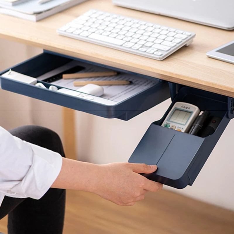 Compact Under Desk Storage Slide Out Tray Box - Halri