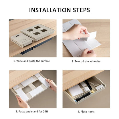 Under Desk Hidden Storage Drawer Organizer Box