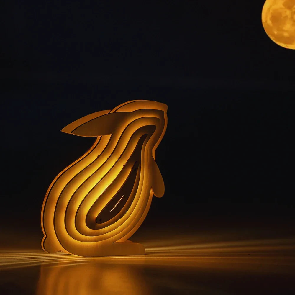 Rustic Handcrafted Wooden Animal Lamp