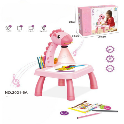 Artistic Home Drawing Table with Built-in Projector