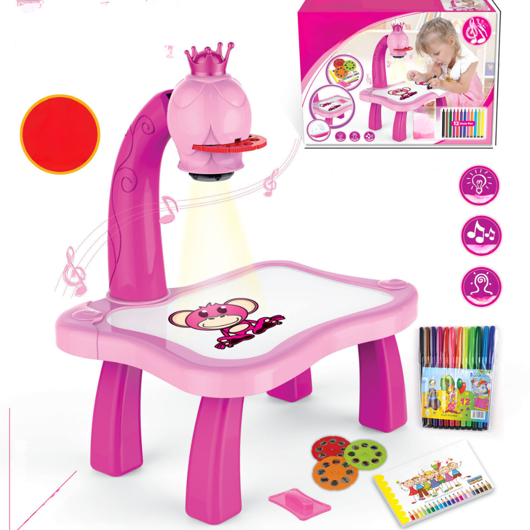Artistic Home Drawing Table with Built-in Projector
