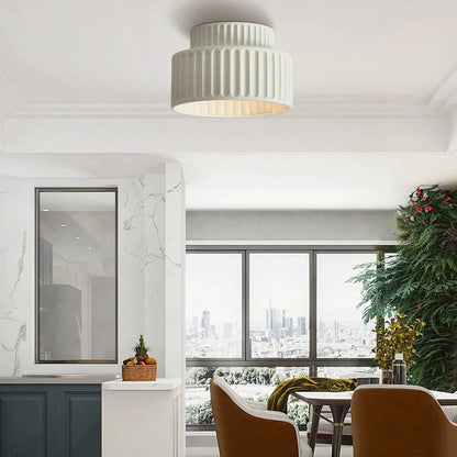 Glarefusion Vintage Cream Style Drum Ceiling Lamp