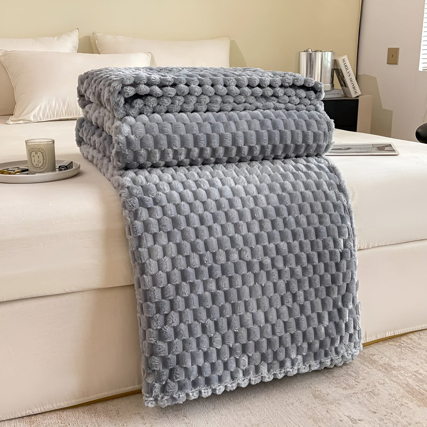 Plush Gray Throw Blanket Soft and Warm
