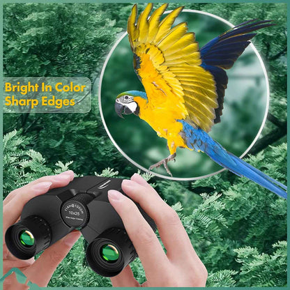 Waterproof High-Power Night-Vision Binoculars for Adults and Kids with 10×25 Magnification, Carrying Strap, Storage Pouch