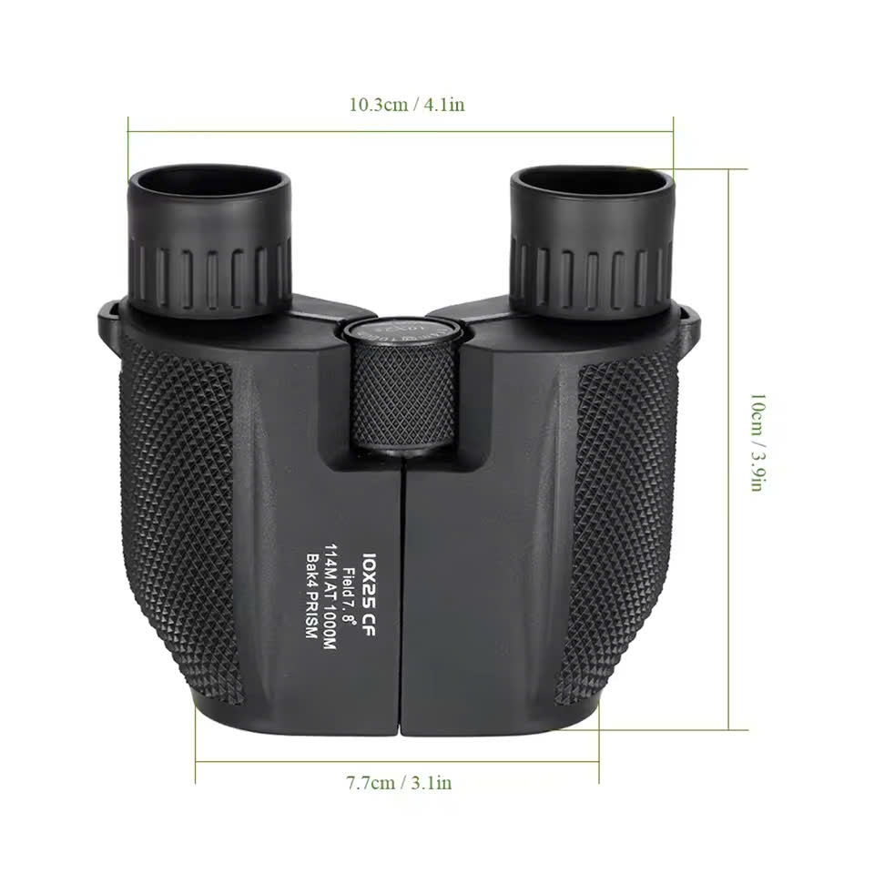 Waterproof High-Power Night-Vision Binoculars for Adults and Kids with 10×25 Magnification, Carrying Strap, Storage Pouch