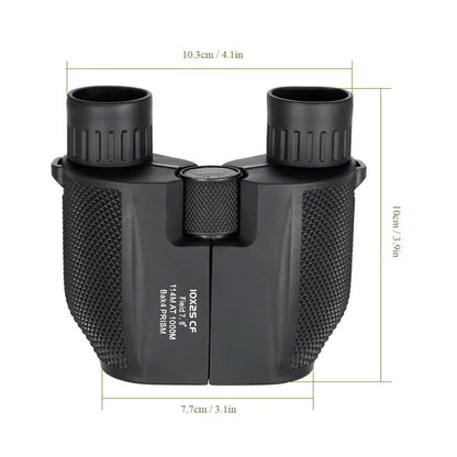 Waterproof High-Power Night-Vision Binoculars for Adults and Kids with 10×25 Magnification, Carrying Strap, Storage Pouch