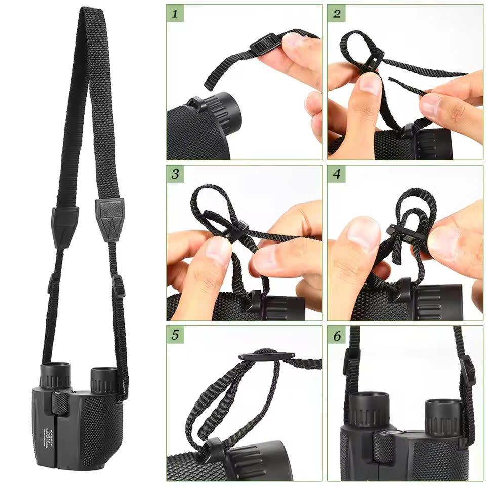 Waterproof High-Power Night-Vision Binoculars for Adults and Kids with 10×25 Magnification, Carrying Strap, Storage Pouch