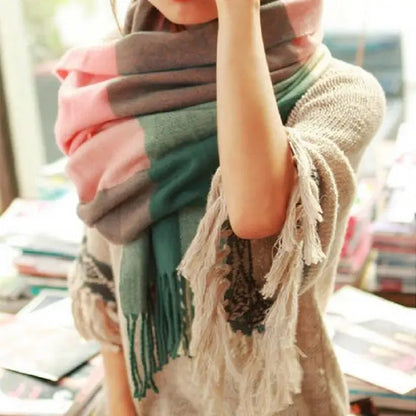Warm Plaid Winter Scarf Soft Cashmere Feel