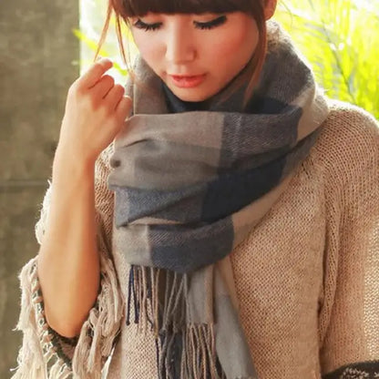 Warm Plaid Winter Scarf Soft Cashmere Feel