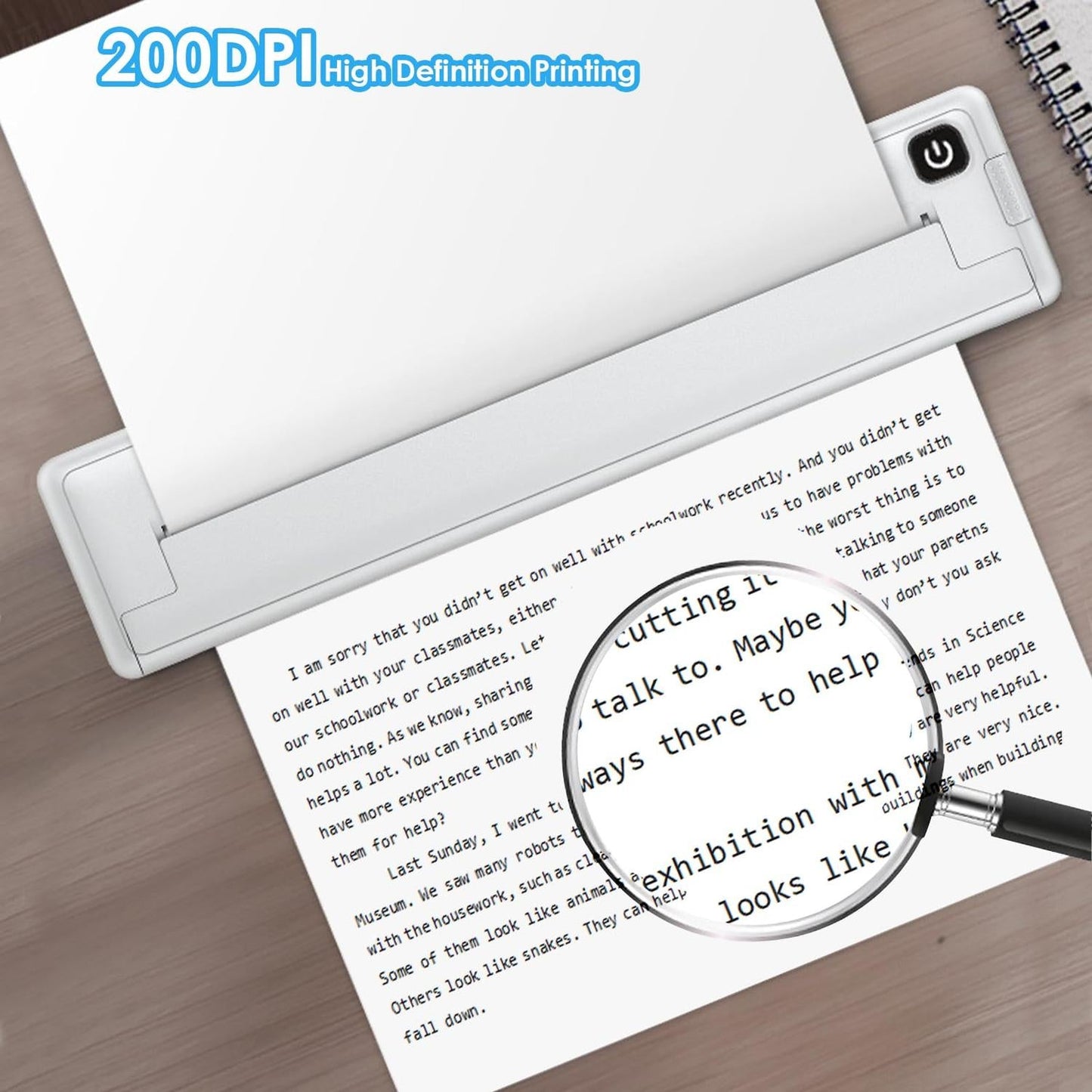 Wireless Bluetooth Inkless A4 Portable Thermal Printer Supports Android, Apple, Windows – Pocket Printer for Mobile Office