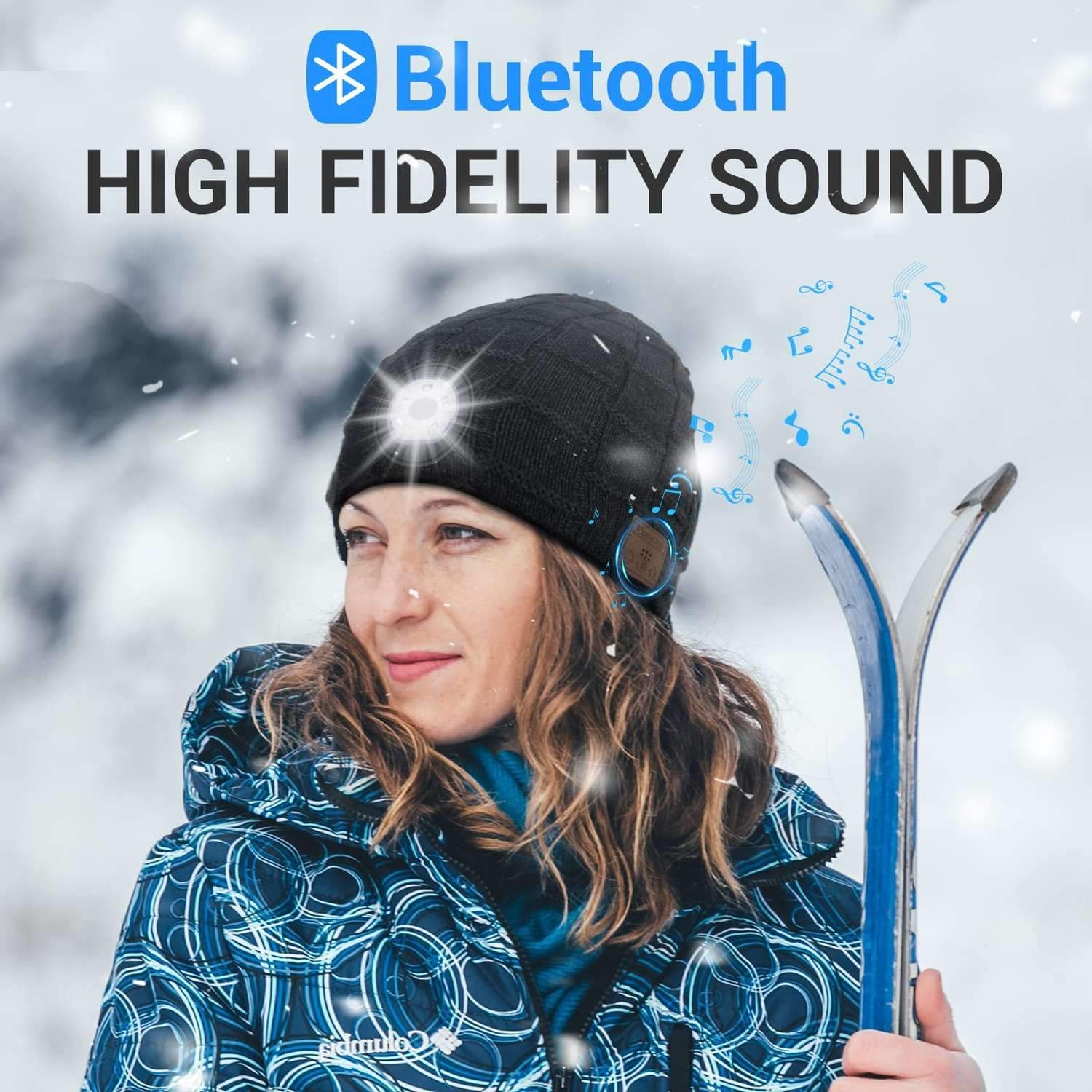 Wireless Bluetooth Music Beanie with Built‑In Headphones and LED Light